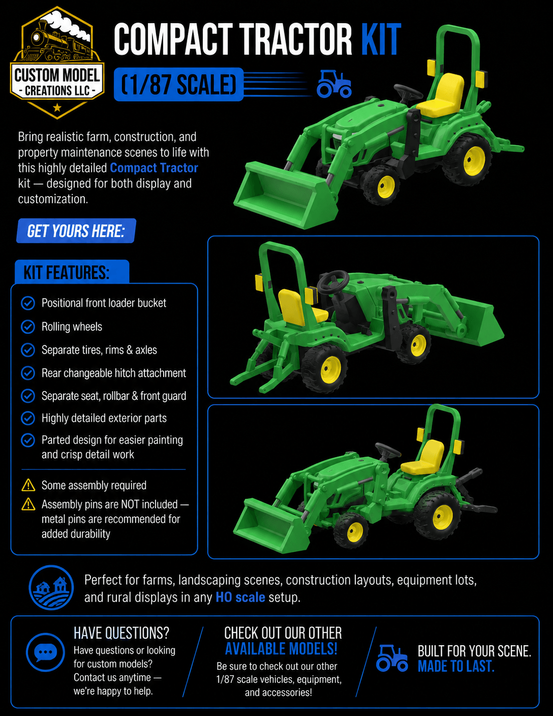 Compact Tractor Kit 2305 (1/87 Scale) 3d model