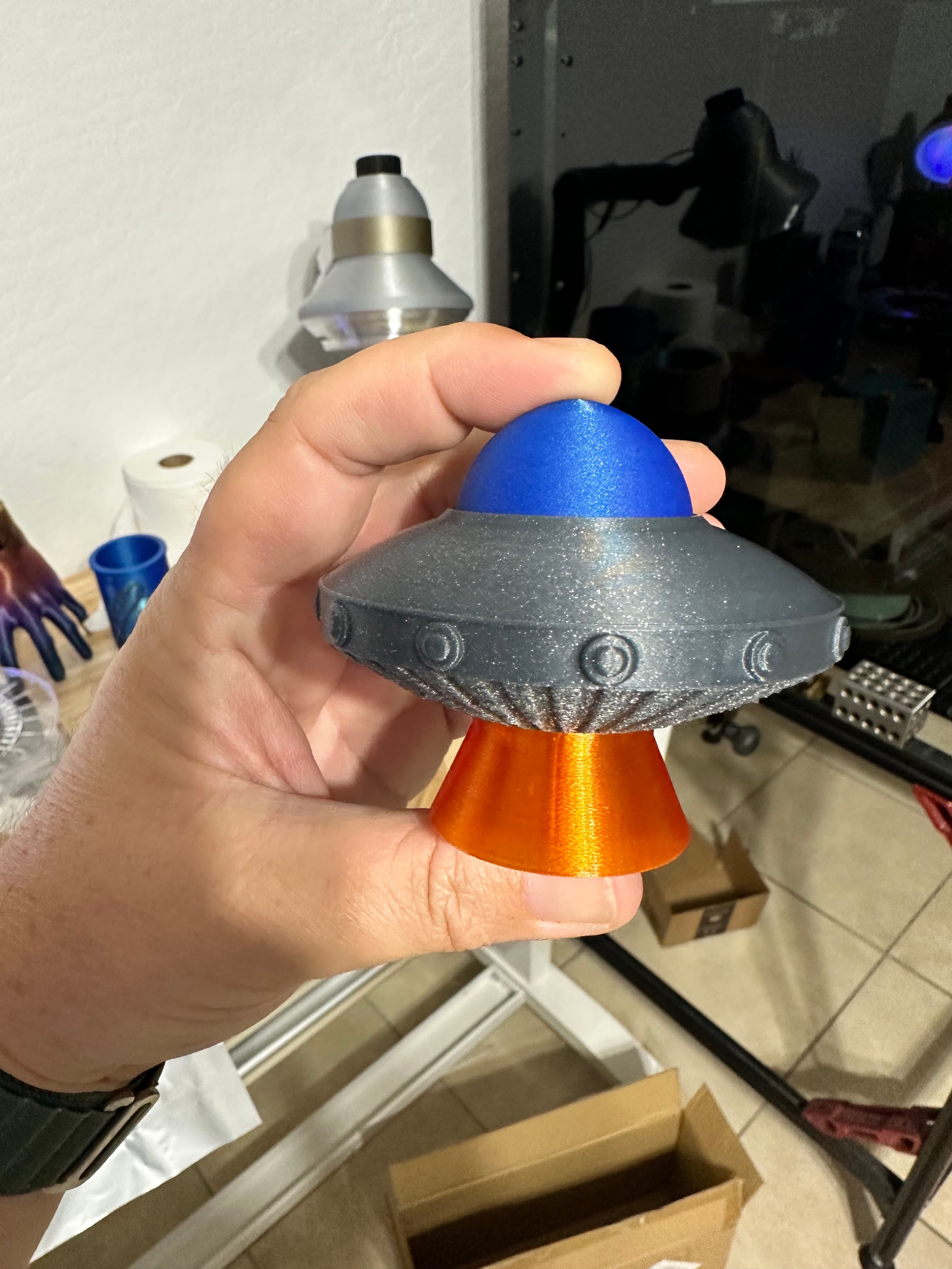 CHIBI UFO STASH CONTAINER PRINT IN PLACE CUTE ALIEN UFO 3d model