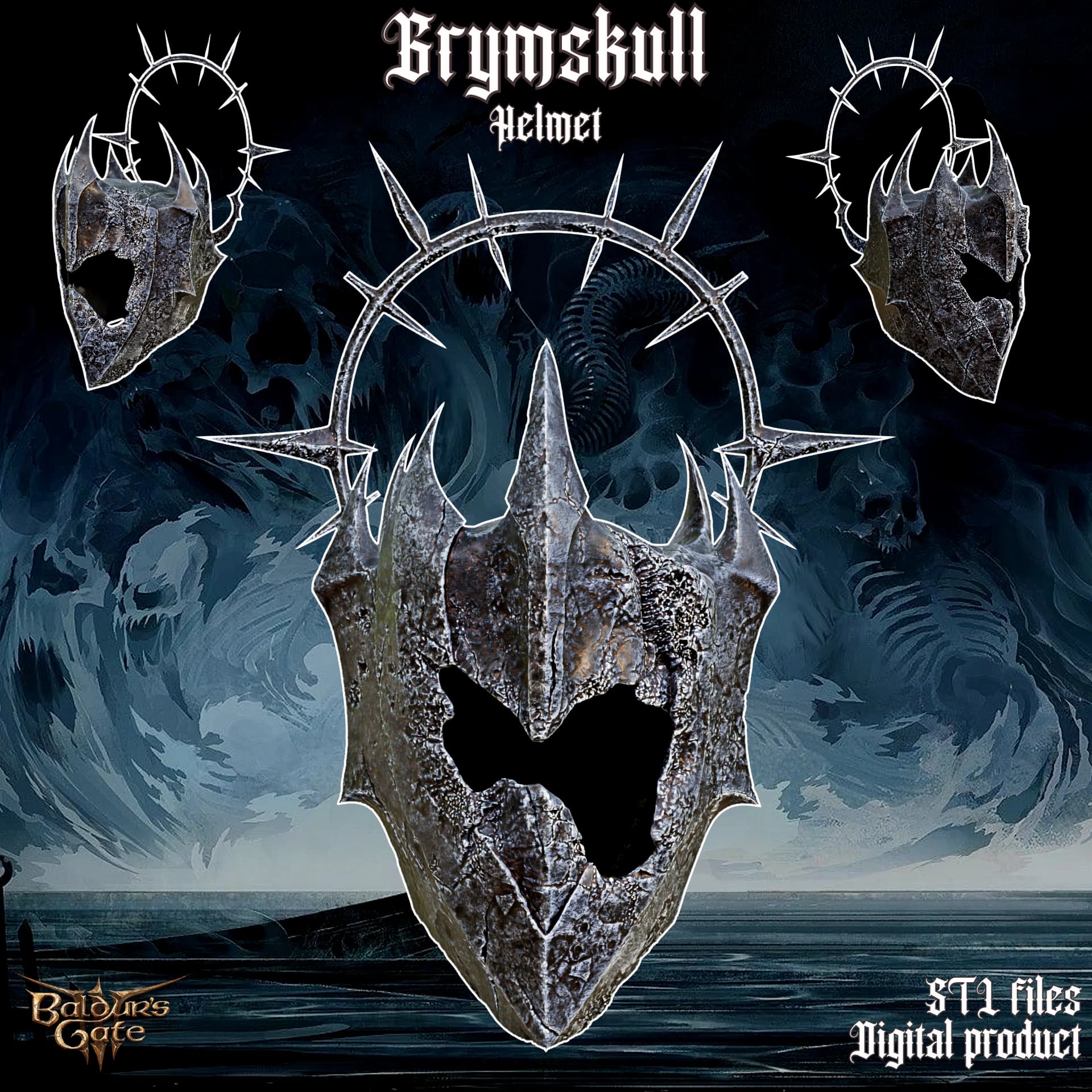 Fantasy Grymskull Helmet Baldurs Gate 3 3d model