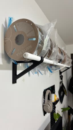 Wall-Mounted Filament Shelf Bracket – Fits 25mm Rod for Storing Filament Spools 3d model