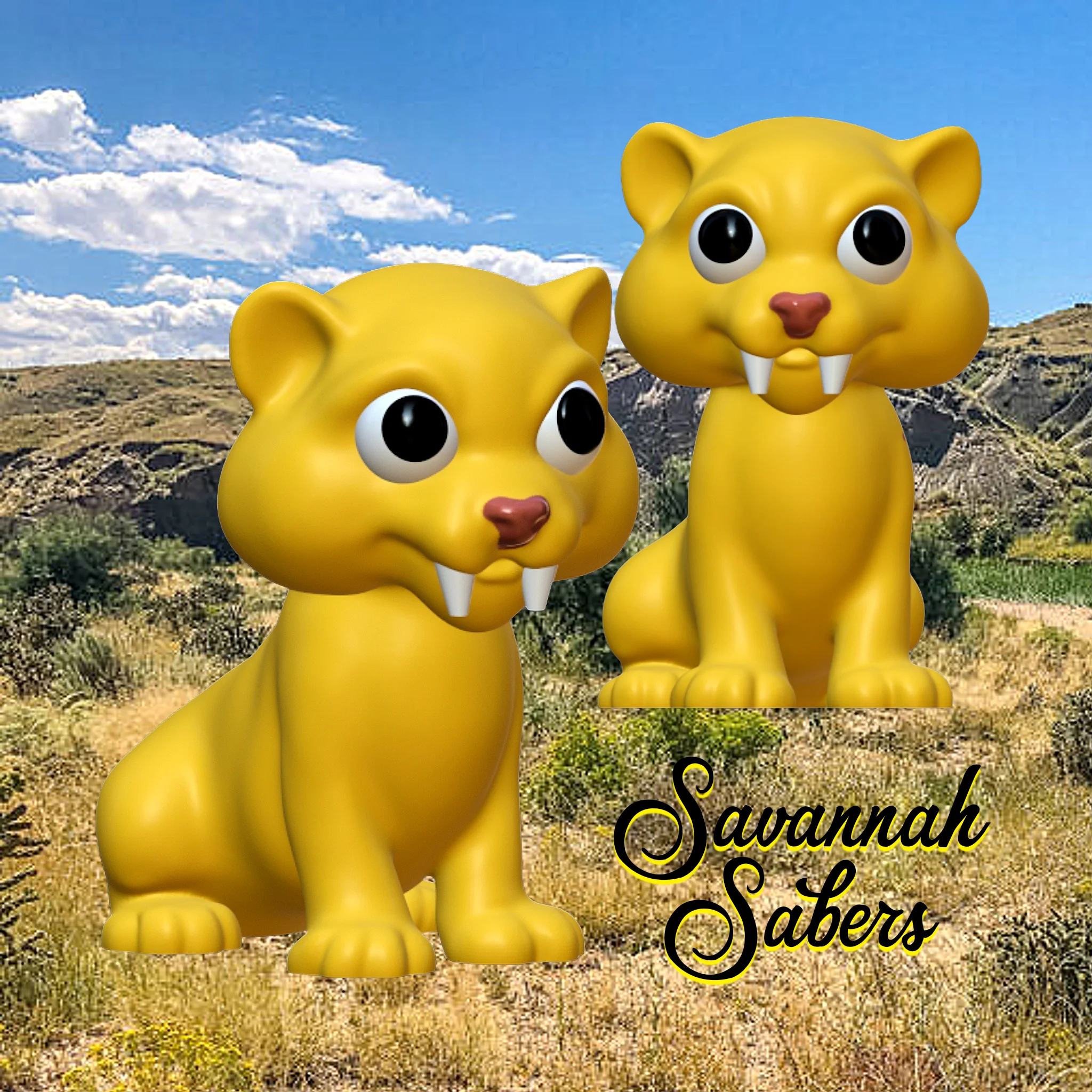 Savannah Sabertooth tiger figurine Smilodon Kitten 3d model