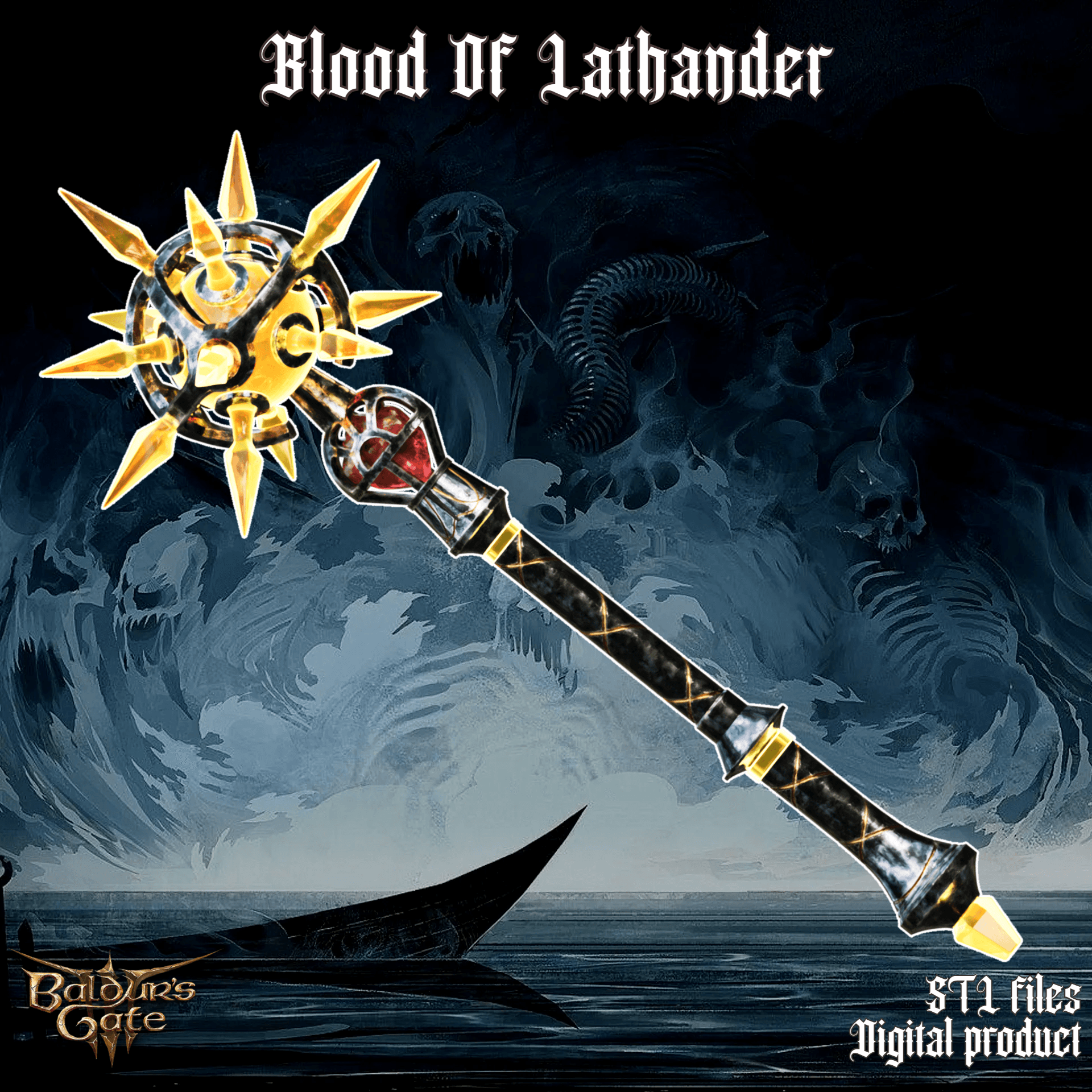 Fantasy Blood Of Lathander Legendary Mace Baldurs Gate 3 3d model