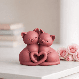 Lover Cats | Cat Couple Decor | Heart Shape Valentine’s Day Gift | Romantic Kissing 3d model