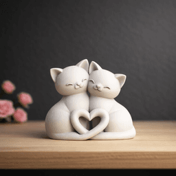 Lover Cats | Cat Couple Decor | Heart Shape Valentine’s Day Gift | Romantic Kissing 3d model
