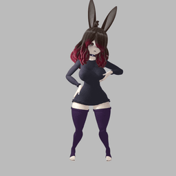Sexy Toon Girl wearing rabbit ears and tail v2.0 3d model