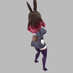 Sexy Toon Girl wearing rabbit ears and tail v2.0 3d model