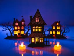 4x Halloween House Tea Light Set 3d model