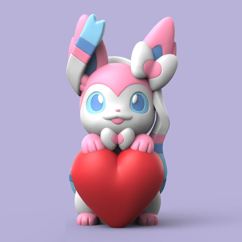 Valentine Sylveon (Easy Print No Supports) 3d model