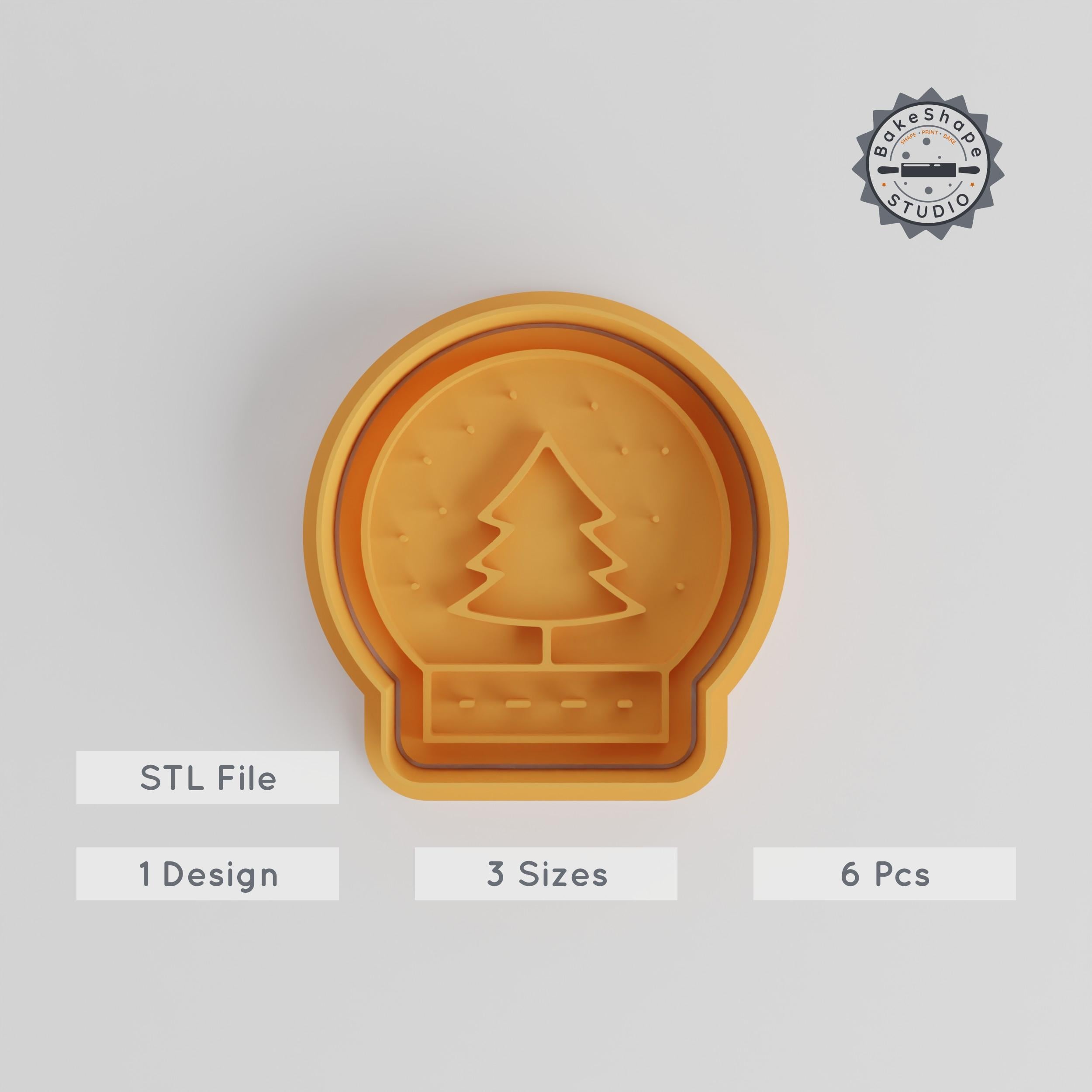 Snow Globe Shape Cutter & Stamp Bundle, Perfect for Cookies & Fondant, Includes 3 Sizes, Winter Theme, Holiday Baking Essentials PRODUCT_4948 3d model