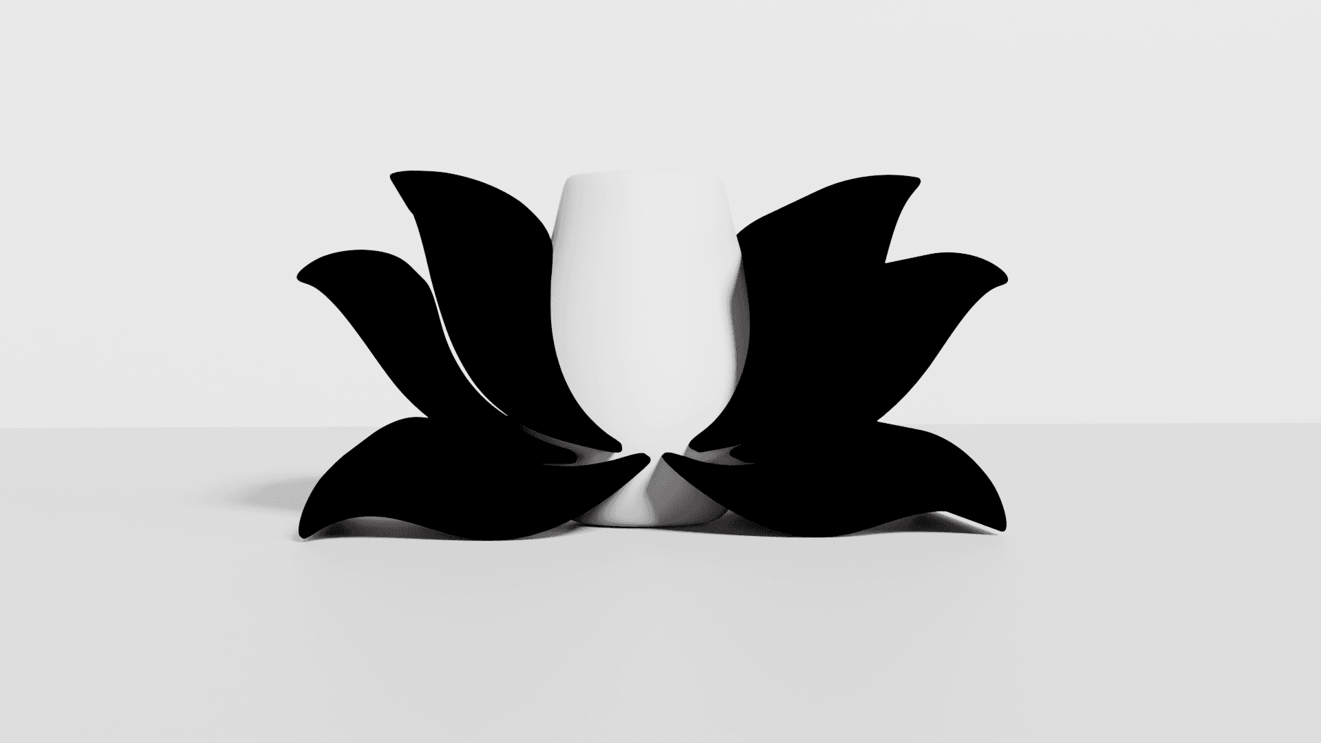Obsidian Bloom: Sculptural Lotus Vase 3d model