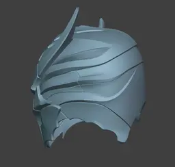 Techno Demon Helmet – Wearable Futuristic Horned Helm for Cosplay, Cyberpunk Armor, Dark Fantasy Cos 3d model