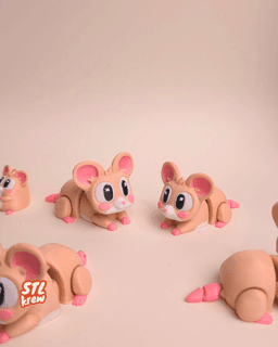 Cute mouse articulated - Mouzzi, no support, print in place 3d model