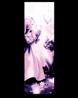 I young girl sharing hearts with her cat - set of bookmarks 3d model