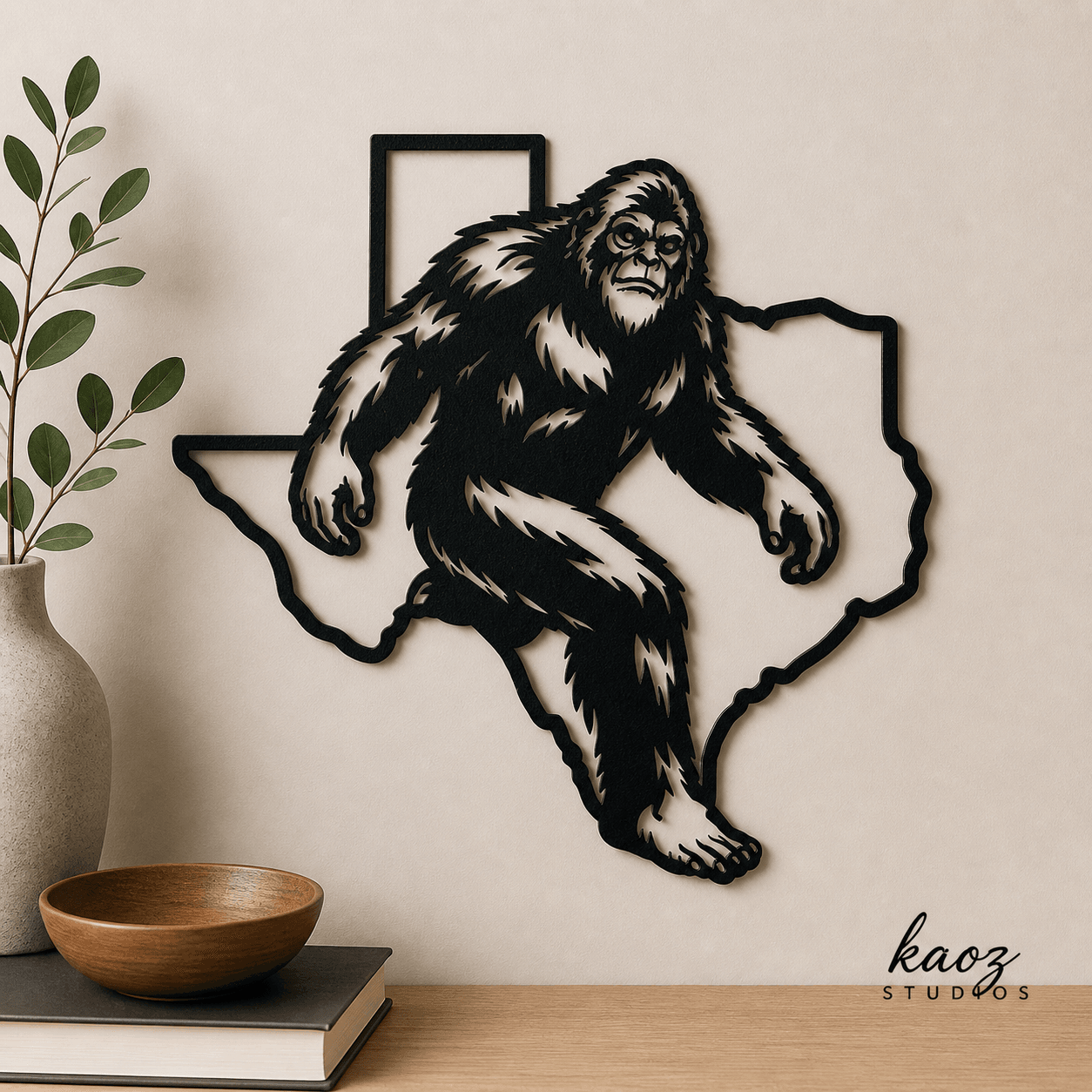 Sasquatch Texas Outline Design Wall Art Home Decor 3d model