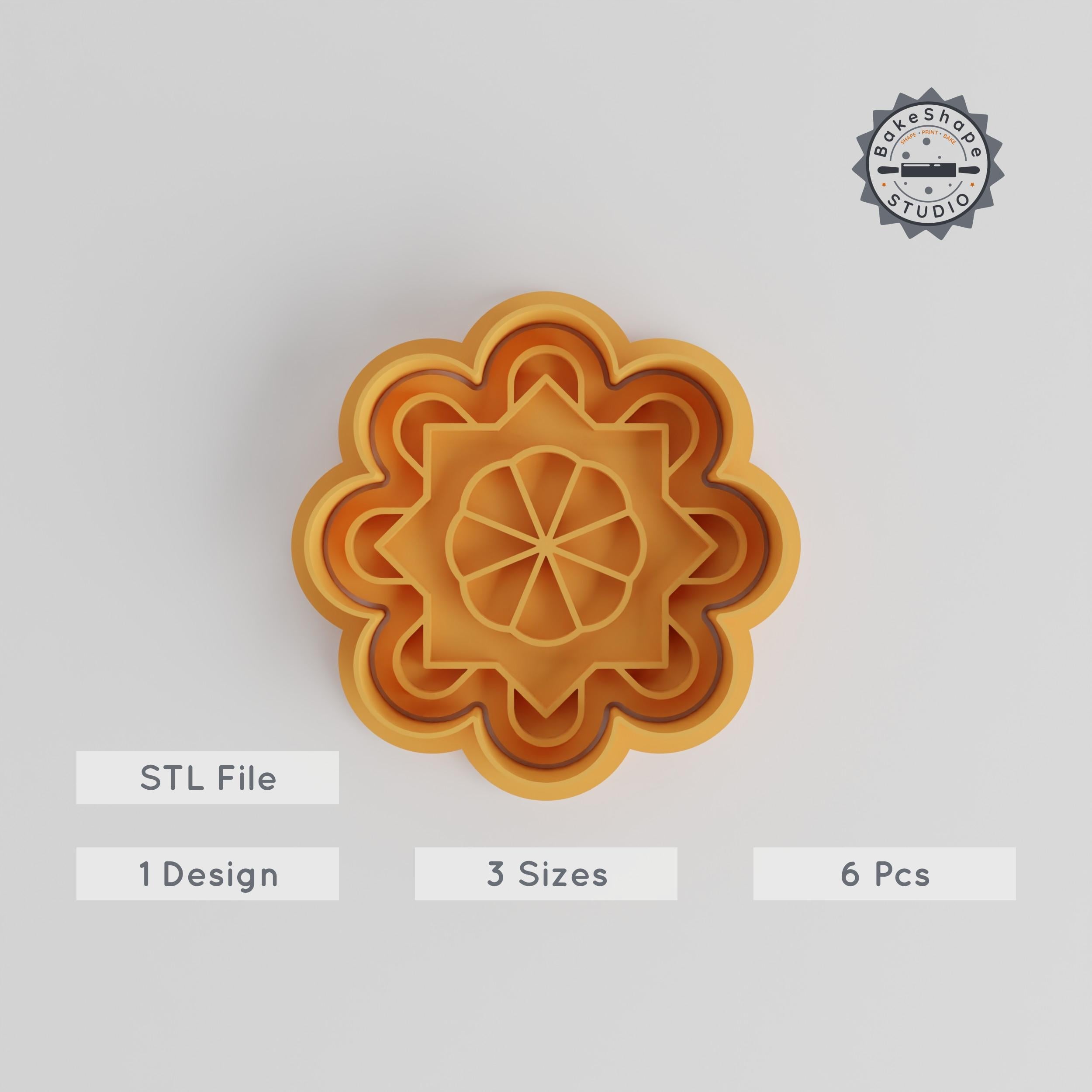 Mandala Shape Cutter & Stamp Set, Intricate Geometric Design, Perfect for Cookies & Fondant, Includes 6 Pieces in S/M/L Sizes PRODUCT_5152 3d model
