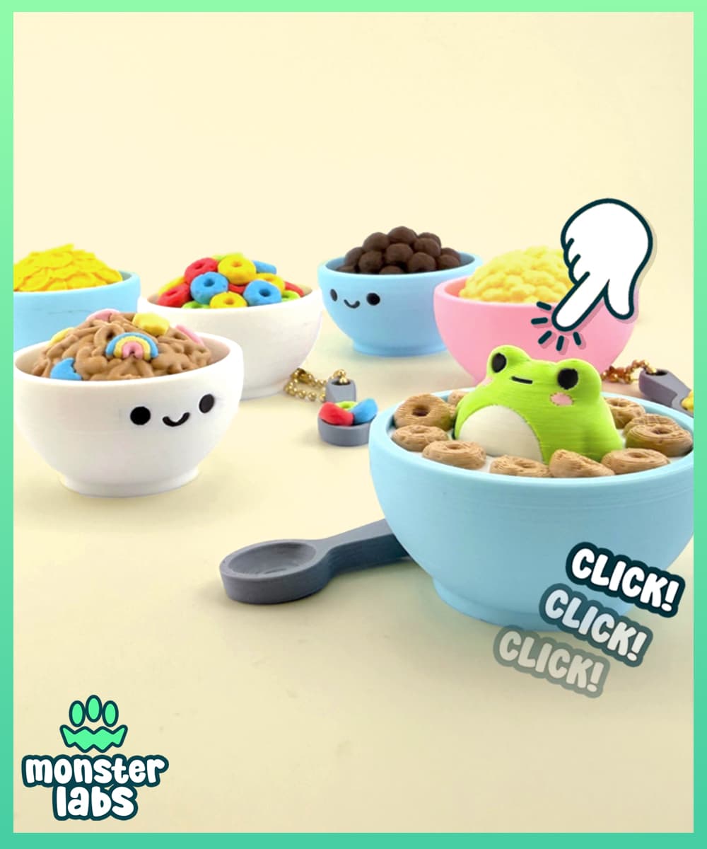 Cereal Bowl Fidget Clicker Keychain Bundle 3d model