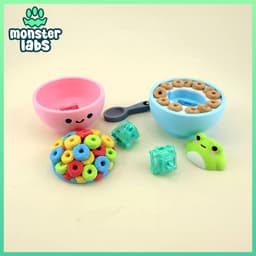 Cereal Bowl Fidget Clicker Keychain Bundle 3d model