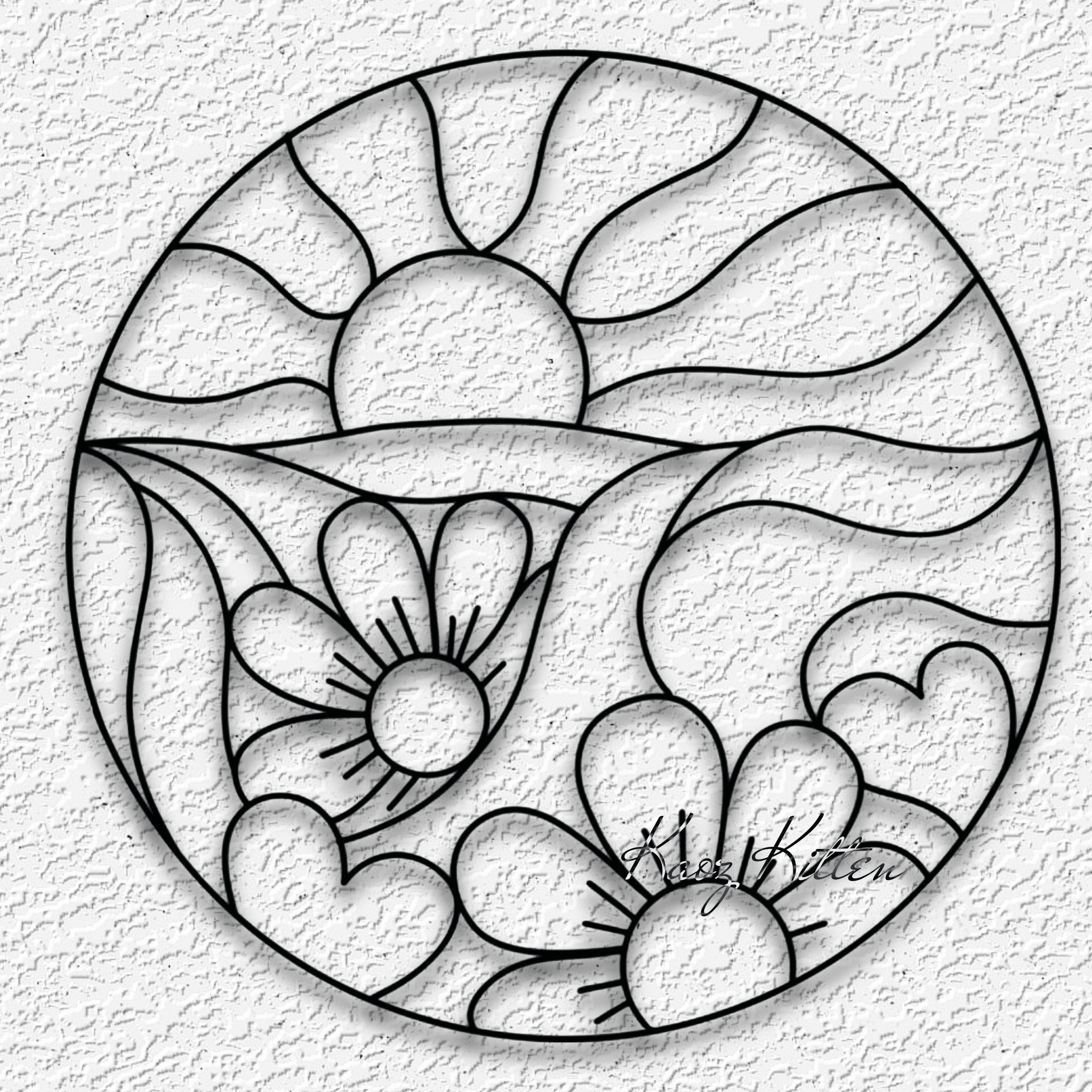 sun flower field stained glass wall art minimalist home decor 3d model