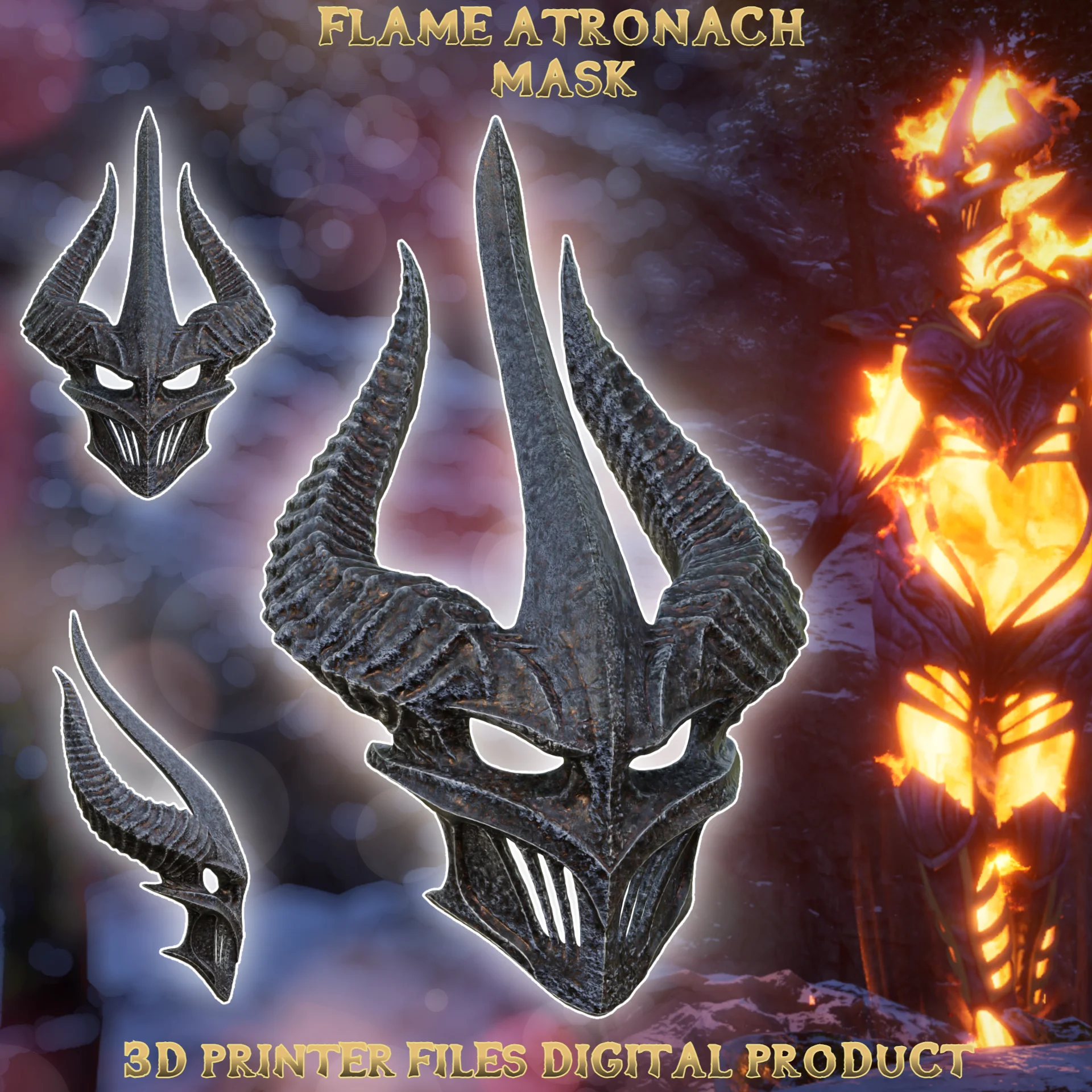 Fantasy Flame Atronach Mask TES Oblivion 3d model