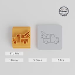 Tow Truck Stamp Tile Set, 5 Motif Sizes 20-40mm, Perfect for Clay, Cookies & Fondant PRODUCT_3380 3d model
