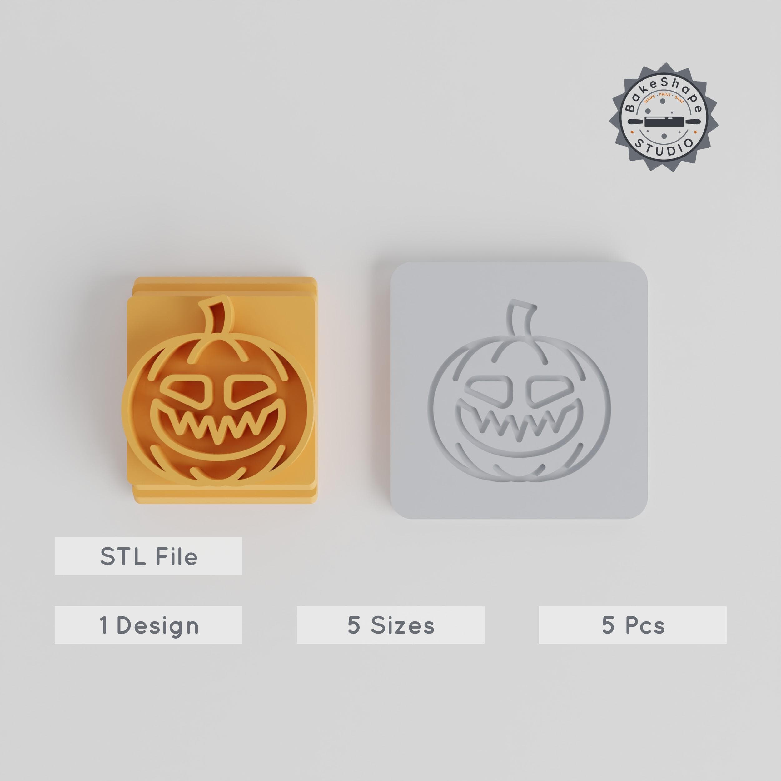 Evil Pumpkin Stamp Tile Collection, 5 Different Sizes, Perfect for Clay, Cookies & Fondant, Halloween Decoration, Scary & Creepy Design PRODUCT_1875 3d model