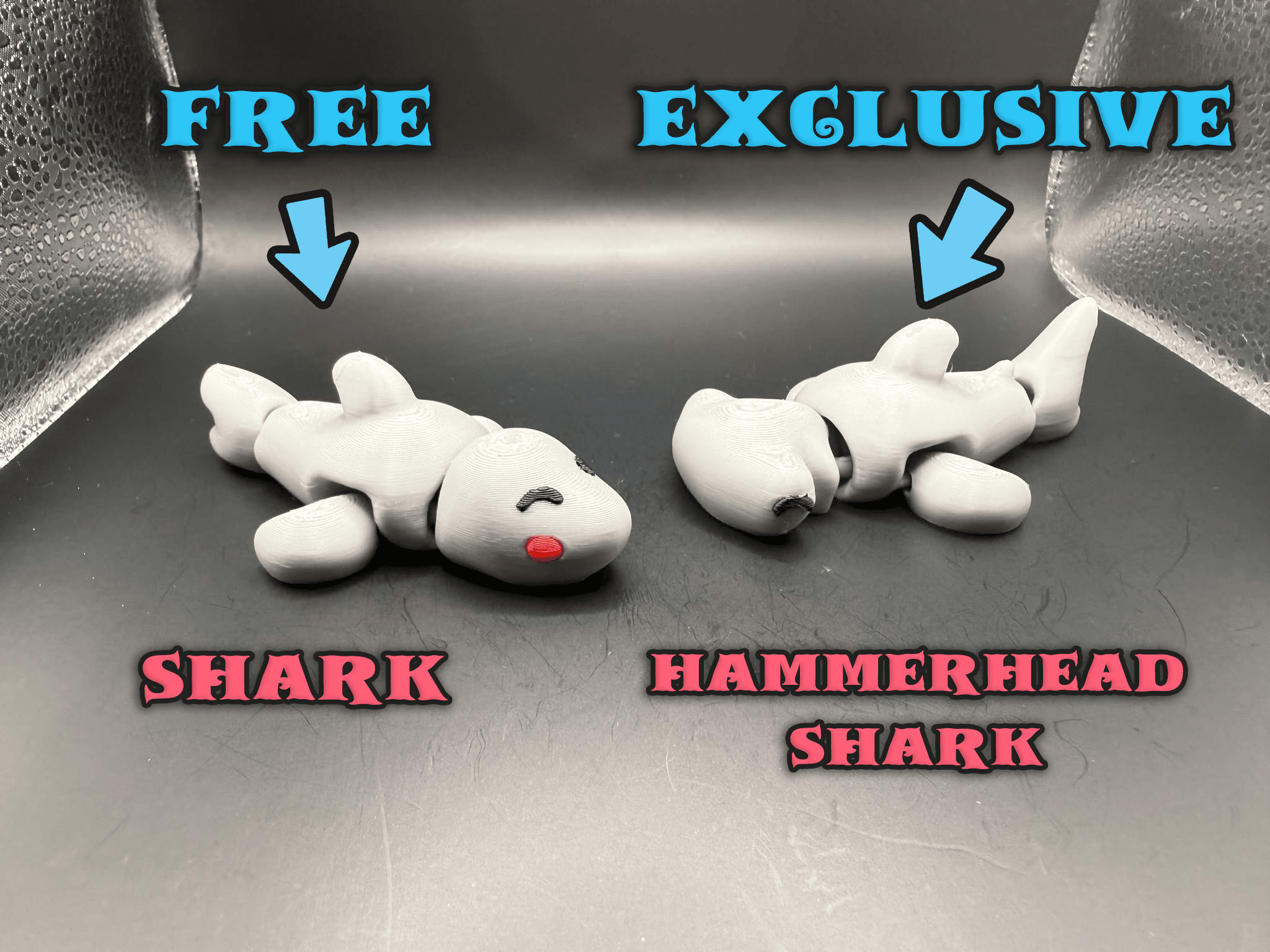 Cute Tiny Articulated Shark & Hammerhead Shark 3d model