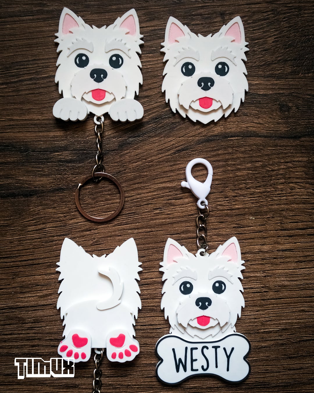 WEST HIGHLAND WHITE TERRIER KEYCHAIN SET 3d model