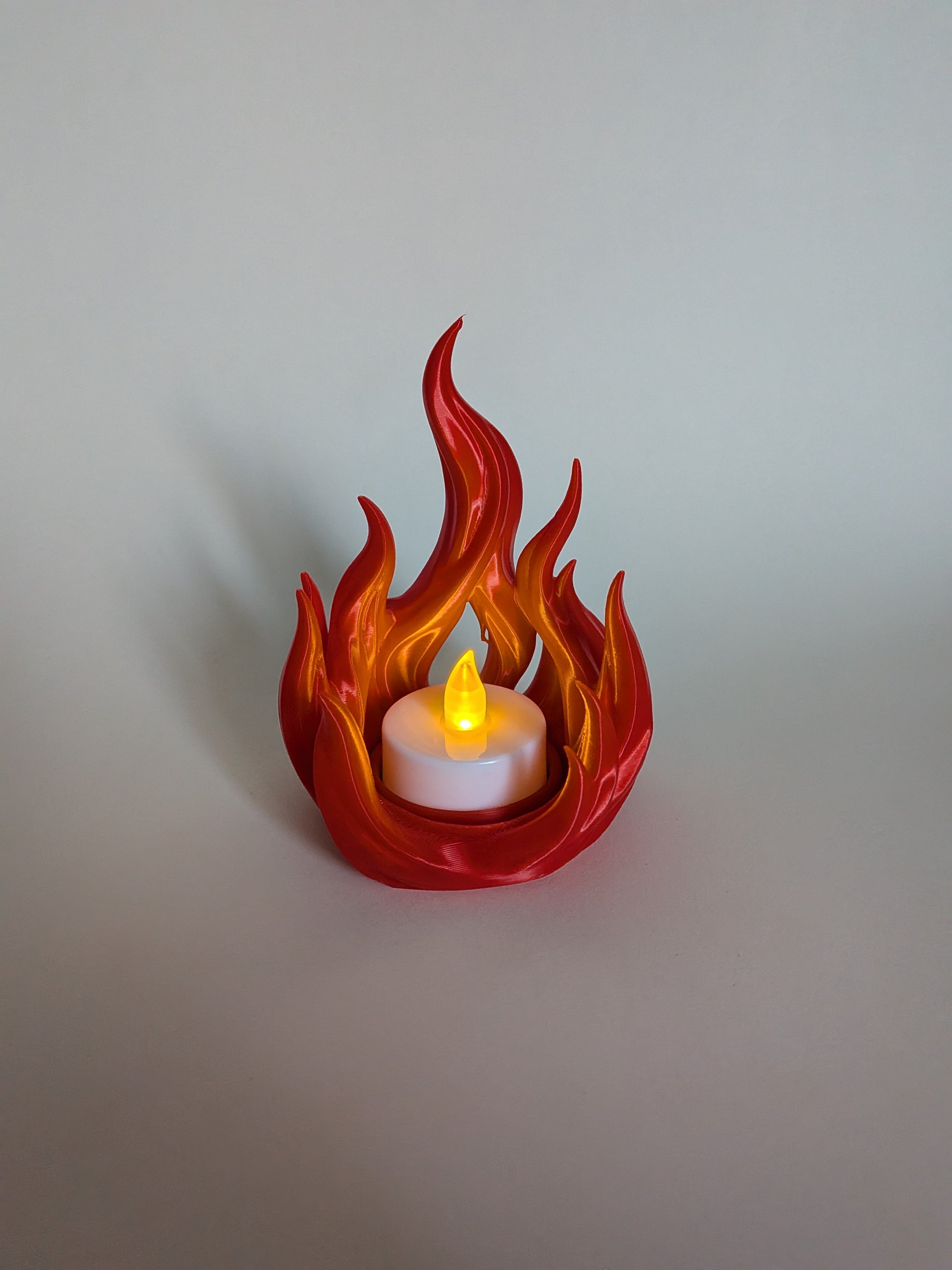 Flaming LED tealight holder 3d model