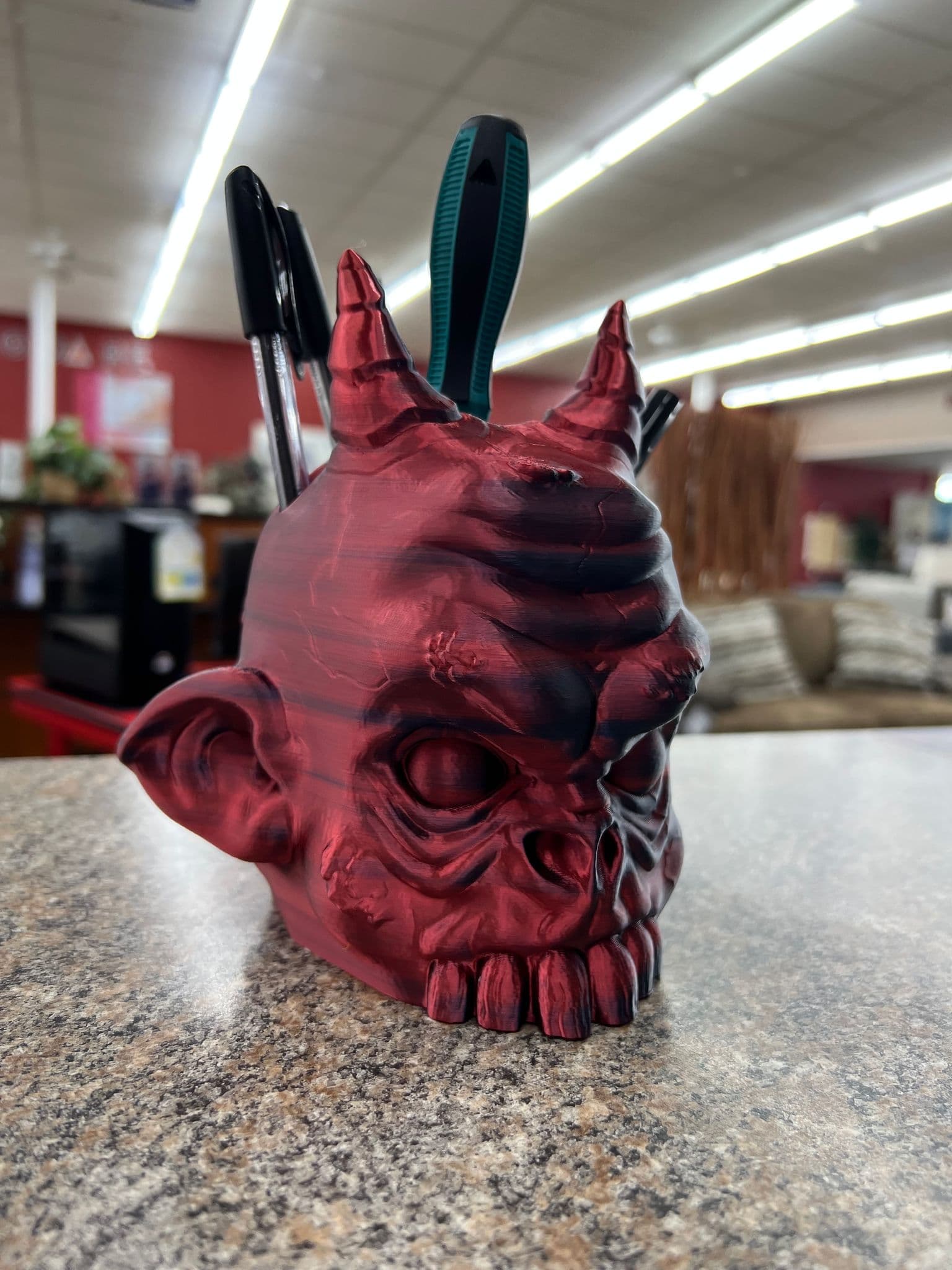 Demon head pen & tool holder 3d model