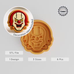 Halloween Clown Cookie Cutter & Stamp Set, Spooky Clown Face, Horror Emoji Shapes, Perfect for Fondant, 6 Pieces PRODUCT_968 3d model