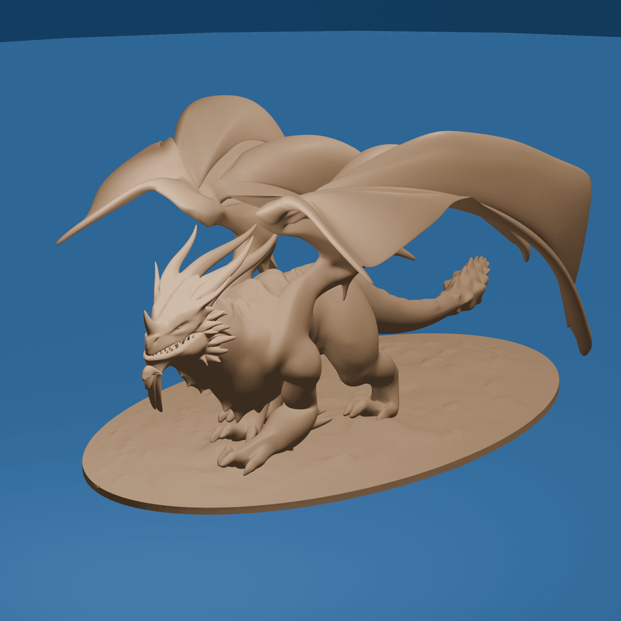 Crouching Winged Dragon High Detail Fantasy STL Model 3d model