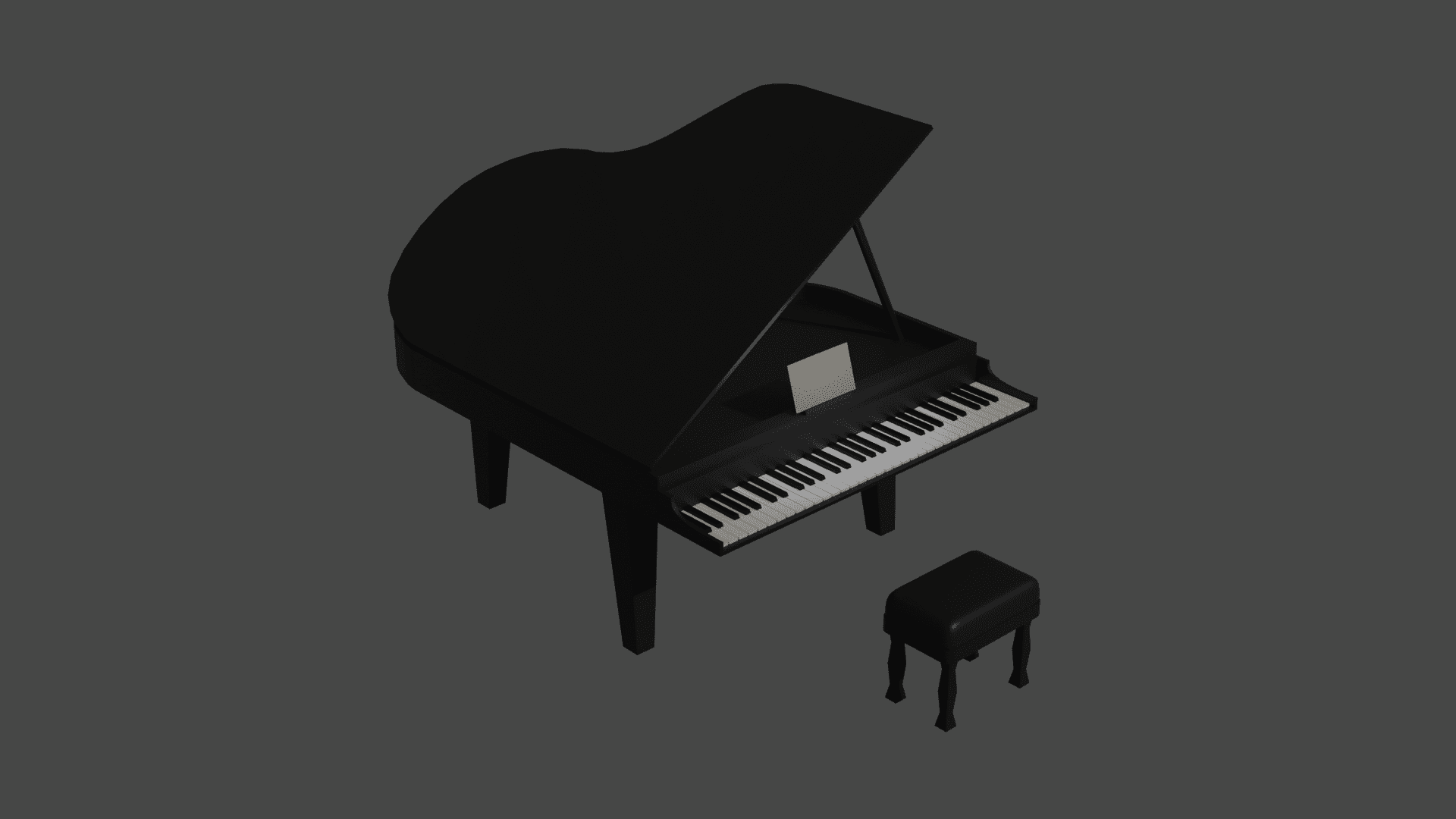 Piano and stool 3d model
