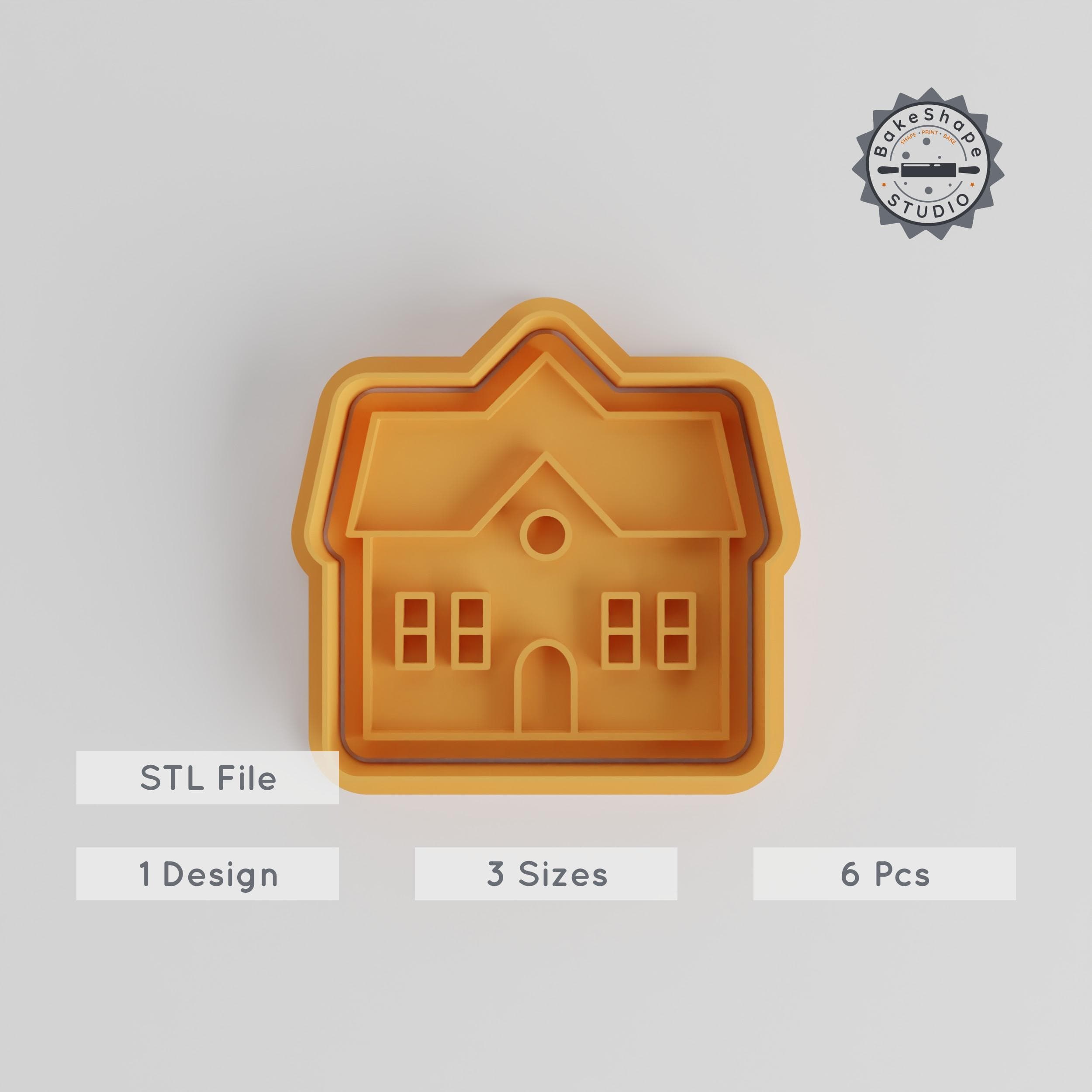 Schoolhouse Shape Cutter & Stamp, Building Cookie & Fondant Decoration Set, S-M-L Sizes, 6-Piece Bundle PRODUCT_2946 3d model