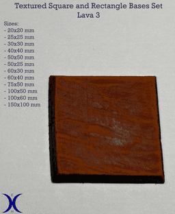 Lava 3 - Textured Square and rectangle bases set (12 pcs. 25–150mm) 3d model