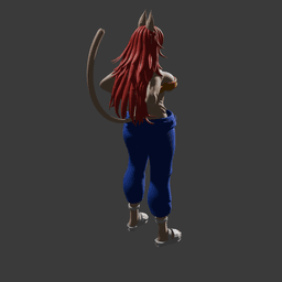 Curvy Cat Girl Anthro 3D Printable STL v2 3d model