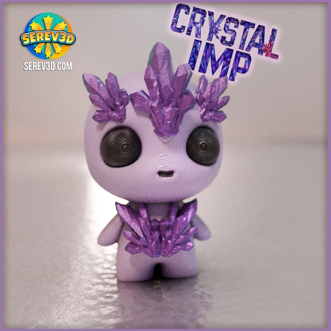 Crystal Imp - Flexi Keychain & Bag Charm with Movable Head, No Supports 3D Print STL/3MF 3d model