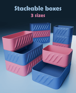 6x Stackable Boxes 3d model
