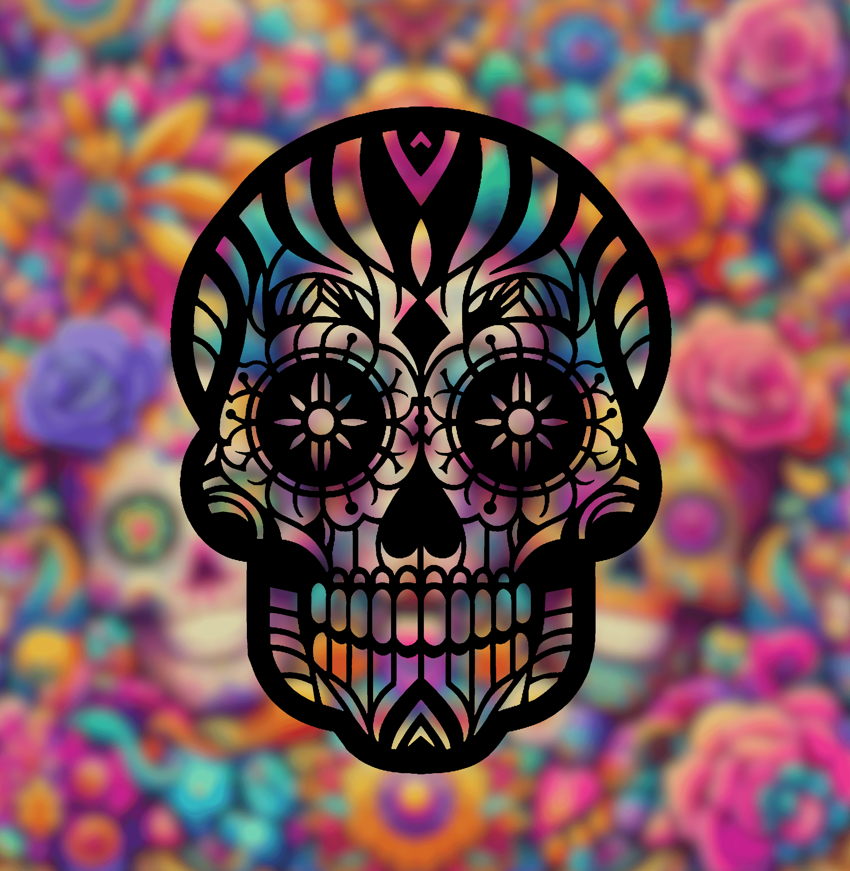 Sugar Skull 3 - 2D Geometric Wall Art 3d model