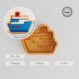 Cruise Ship Cookie Cutter & Stamp, Ocean-Themed Baking Tool Set, Ideal for Fondant, S/M/L Sizes PRODUCT_493 3d model
