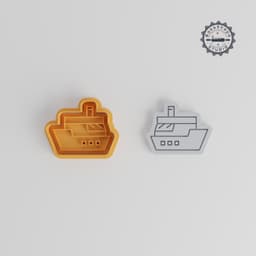 Cruise Ship Cookie Cutter & Stamp, Ocean-Themed Baking Tool Set, Ideal for Fondant, S/M/L Sizes PRODUCT_493 3d model