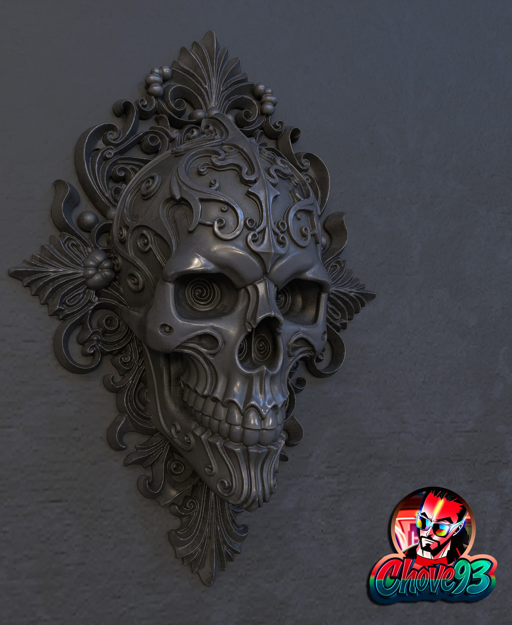 Gothic Skull Wall Mount.stl 3d model
