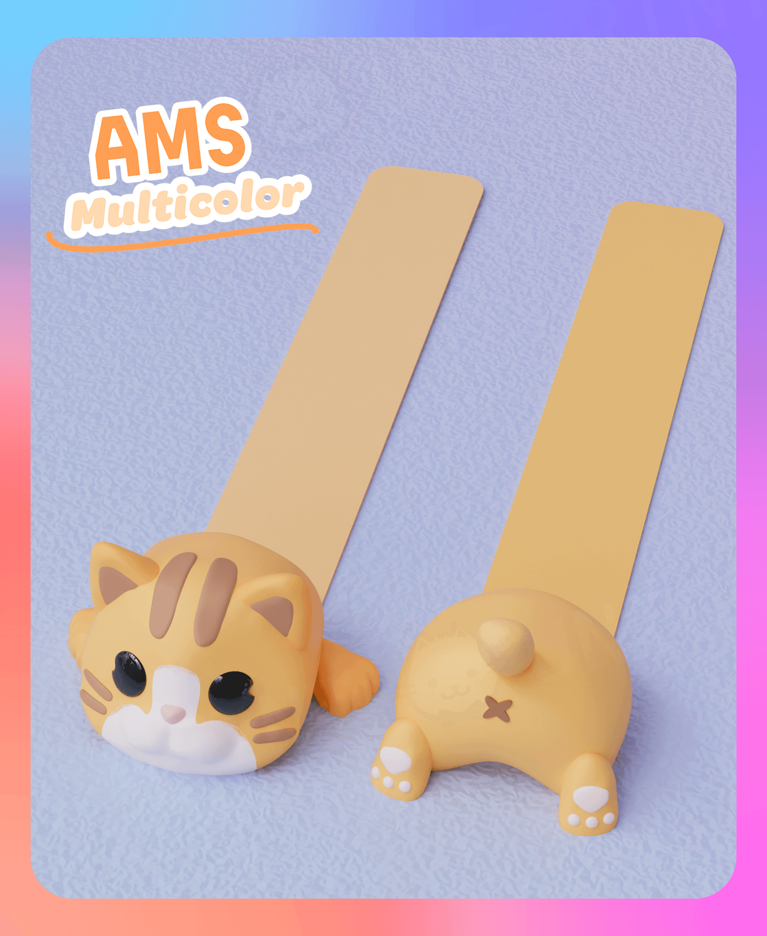Orange Tabby Cat Bookmark (Multicolor) 3d model