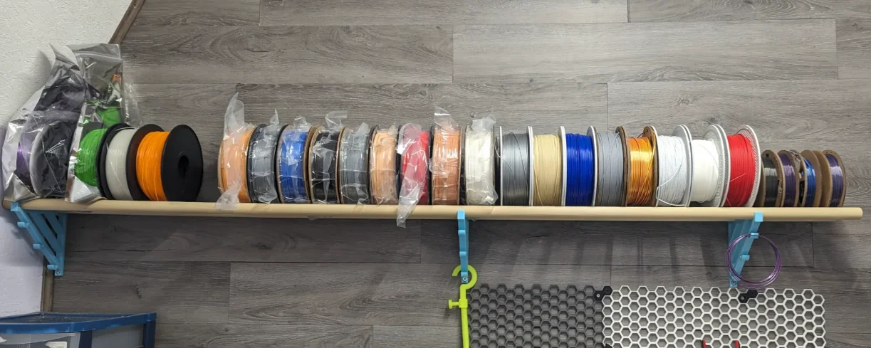 Dowel Rod Filament Spool Shelf 3d model
