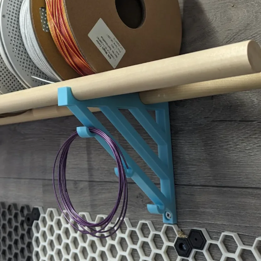 Dowel Rod Filament Spool Shelf 3d model