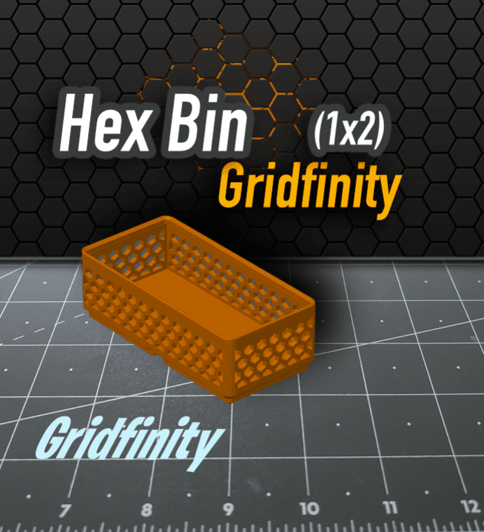 Hex Bin Gridfinity 1x2 3d model