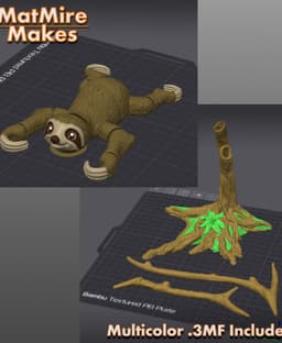 Sloth plus Tree display - Articulated Figure 3d model