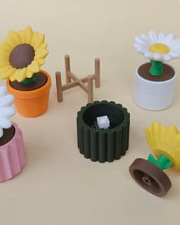 Sunflower & Daisy Flower Fidget Clicker Keychain 3d model