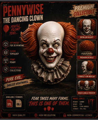 Pennywise from the 1990's TV Series Headbust 3d model