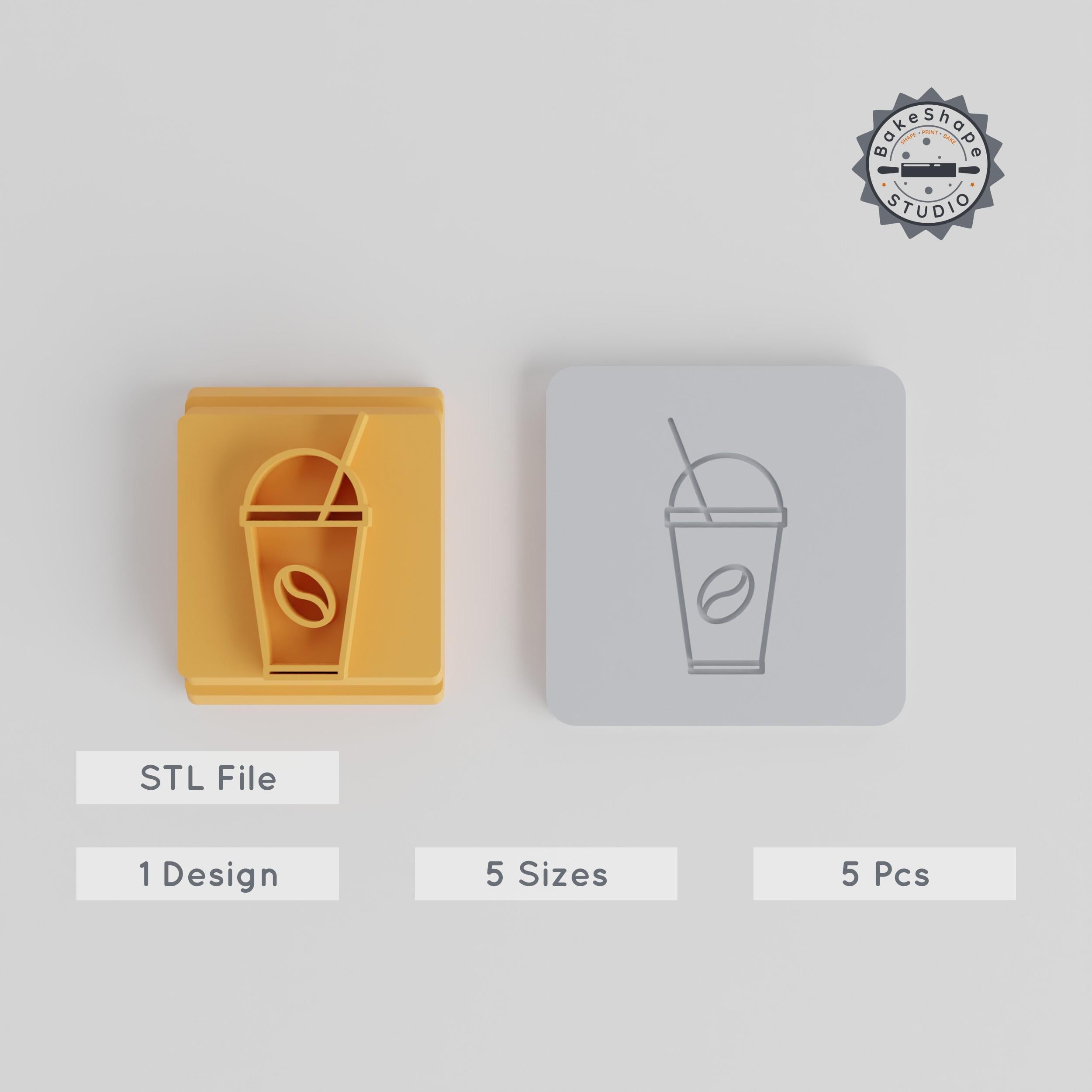Disposable Coffee Cup Stamp Tile, 5 Motif Sizes, Perfect for Clay, Cookies & Fondant PRODUCT_1780 3d model