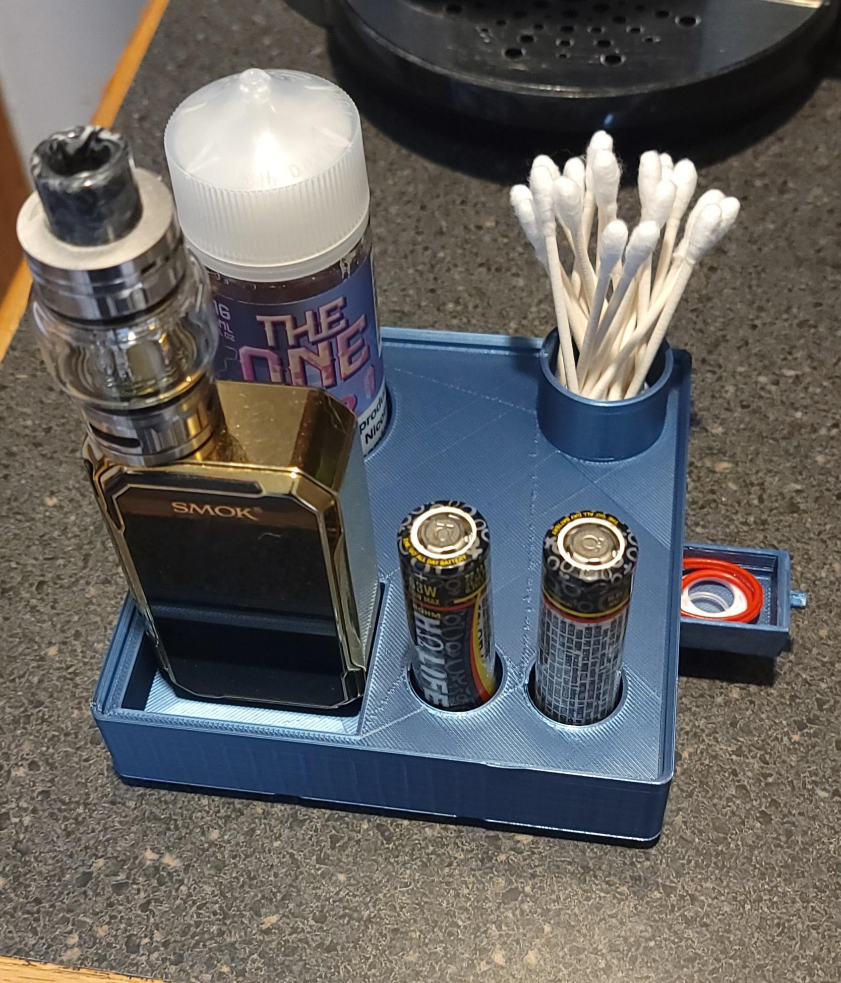 3x3 Block 1.25in- Gpriv-3 vape station with battery, and q-tip storage and gasket drawer.stl 3d model